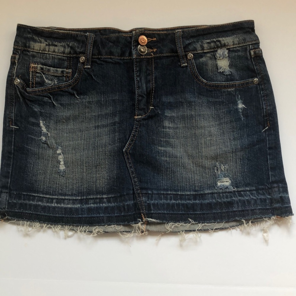 Vigoss vintage distressed denim mini skirt size 5